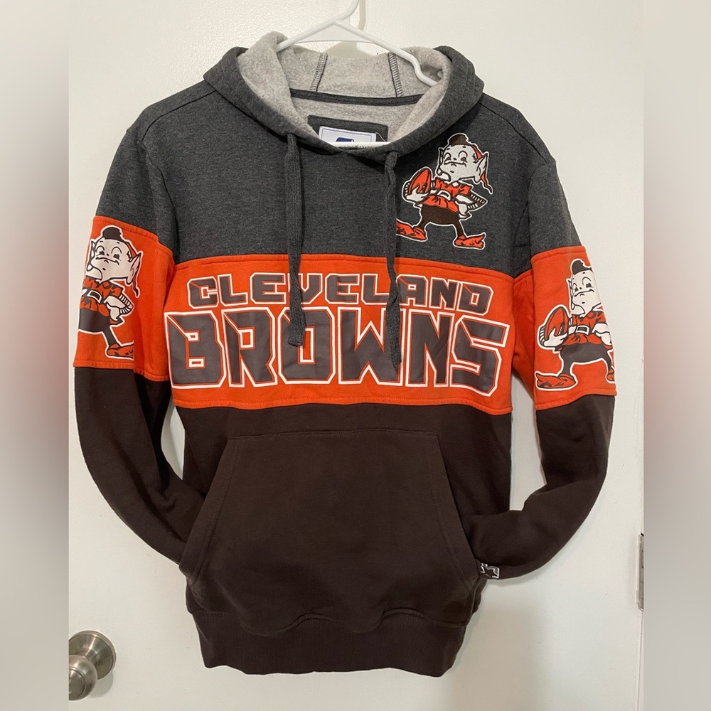 Starter Cleveland Brown Pullover Brown Orange Embroidered Brownie the elf hoodie